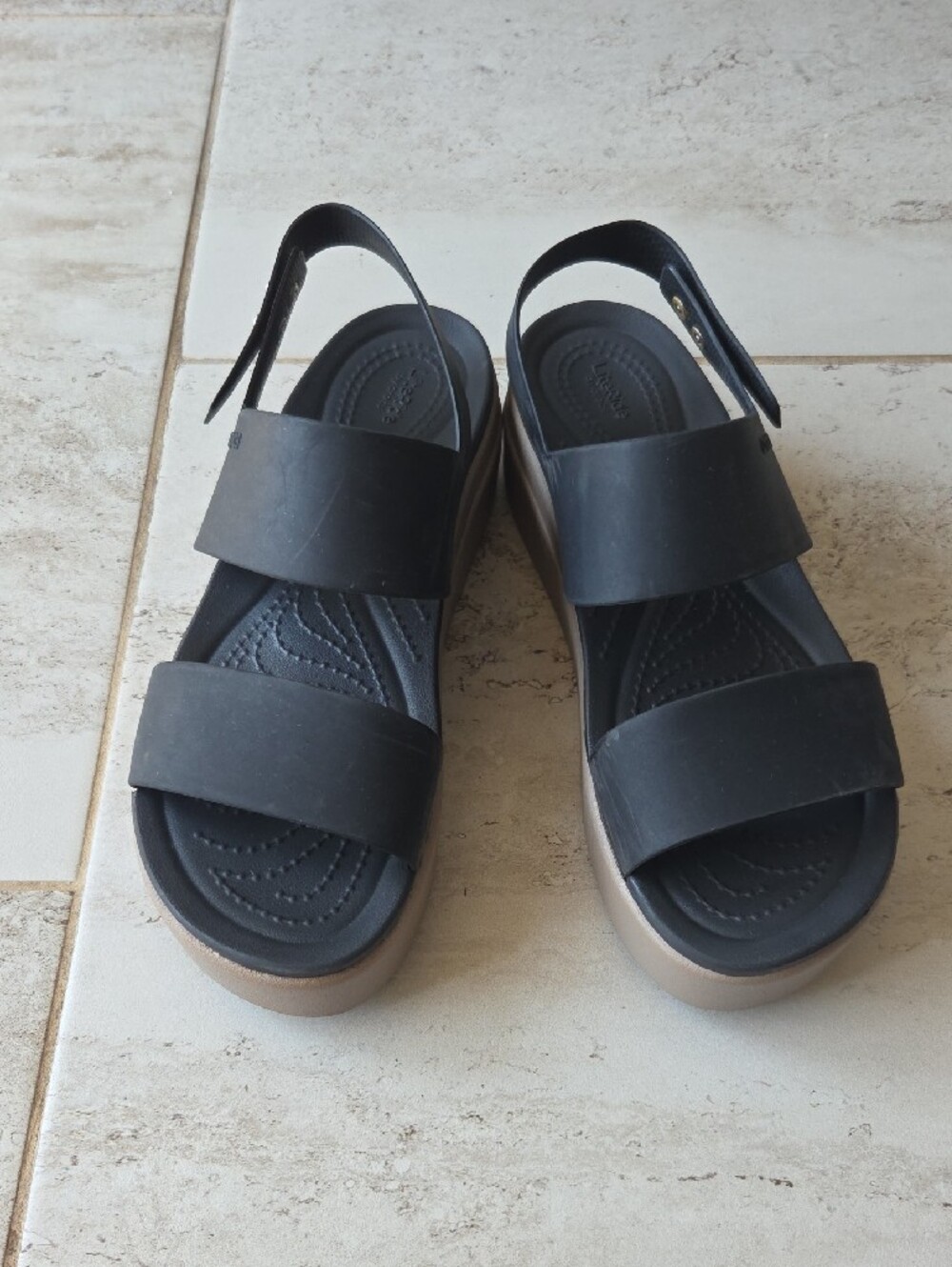 CROCS LiteRide 360 Sandals Women’s Black Grey Double-Strap Comfort Sandals - Picture 4 of 5